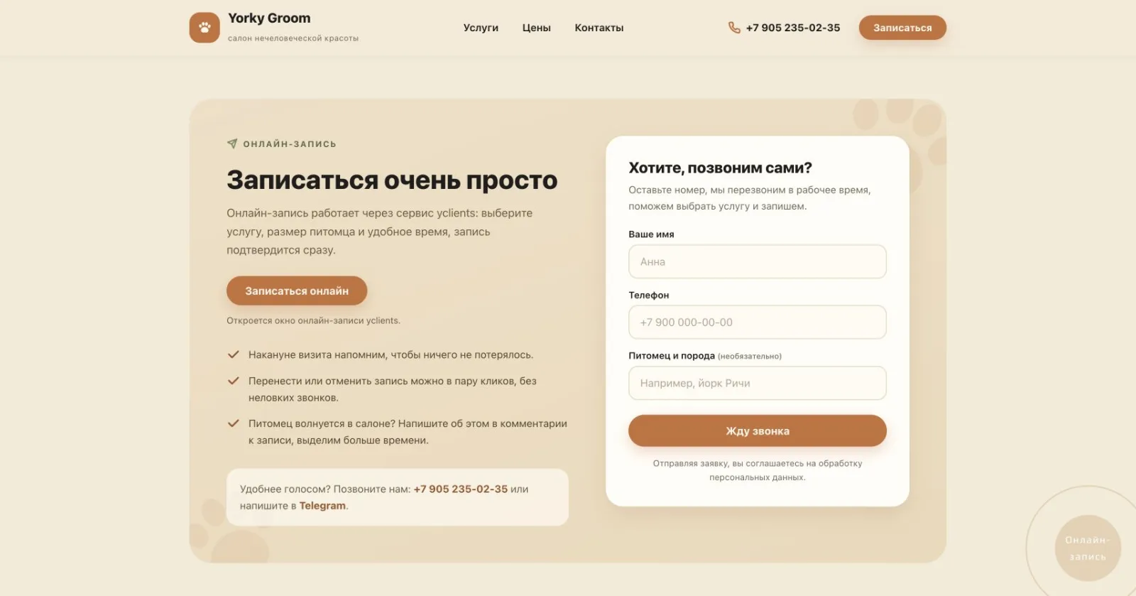 Запись без звонка