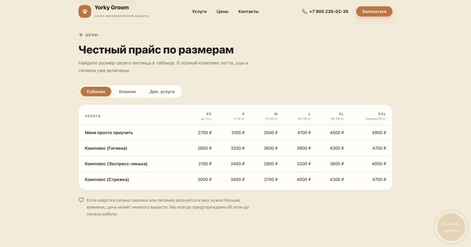Цена для конкретного питомца